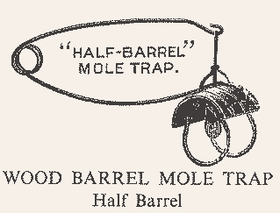 Half barrel wooden type mole trap